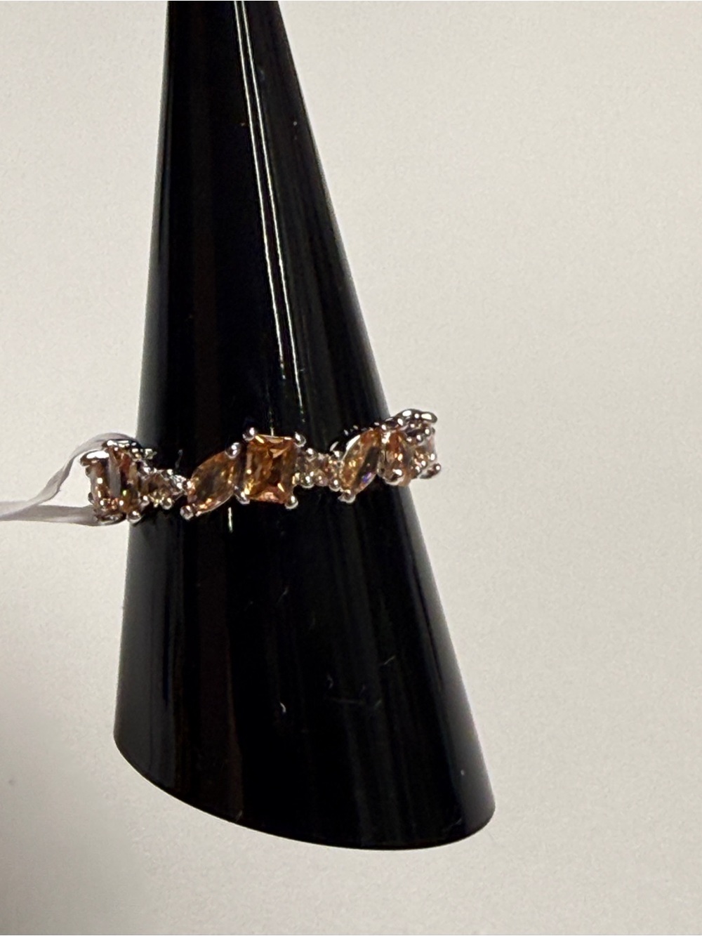 BP OG RG20891 Dark Smokey Topaz CZ Marquise Prong Rhodium Plated Band Ring 9